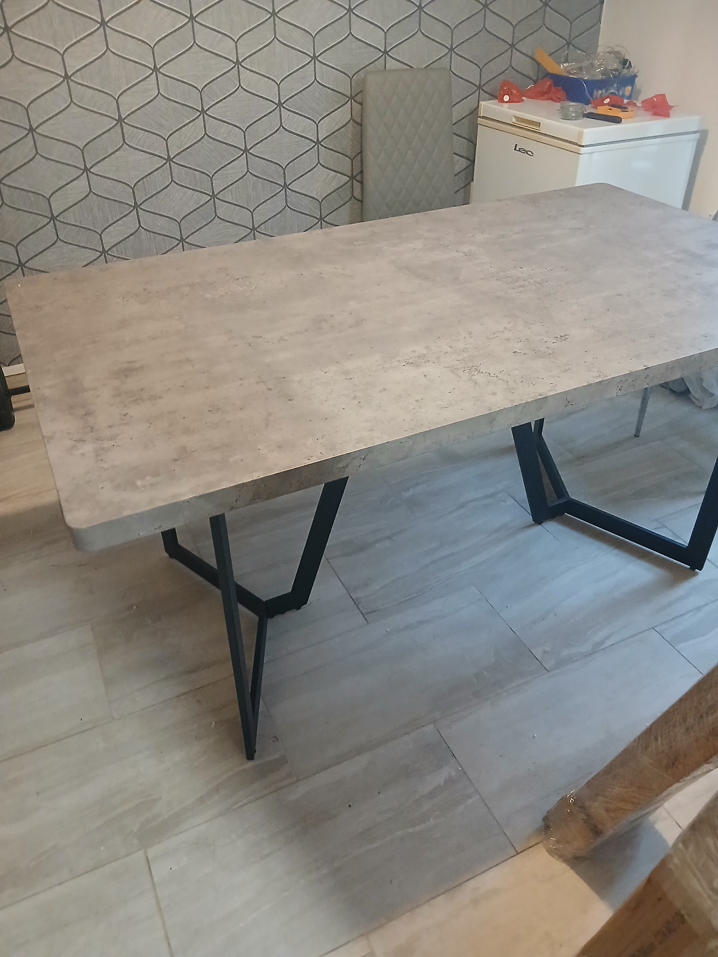 Concrete-effect dining table in Cardiff — finished dining table