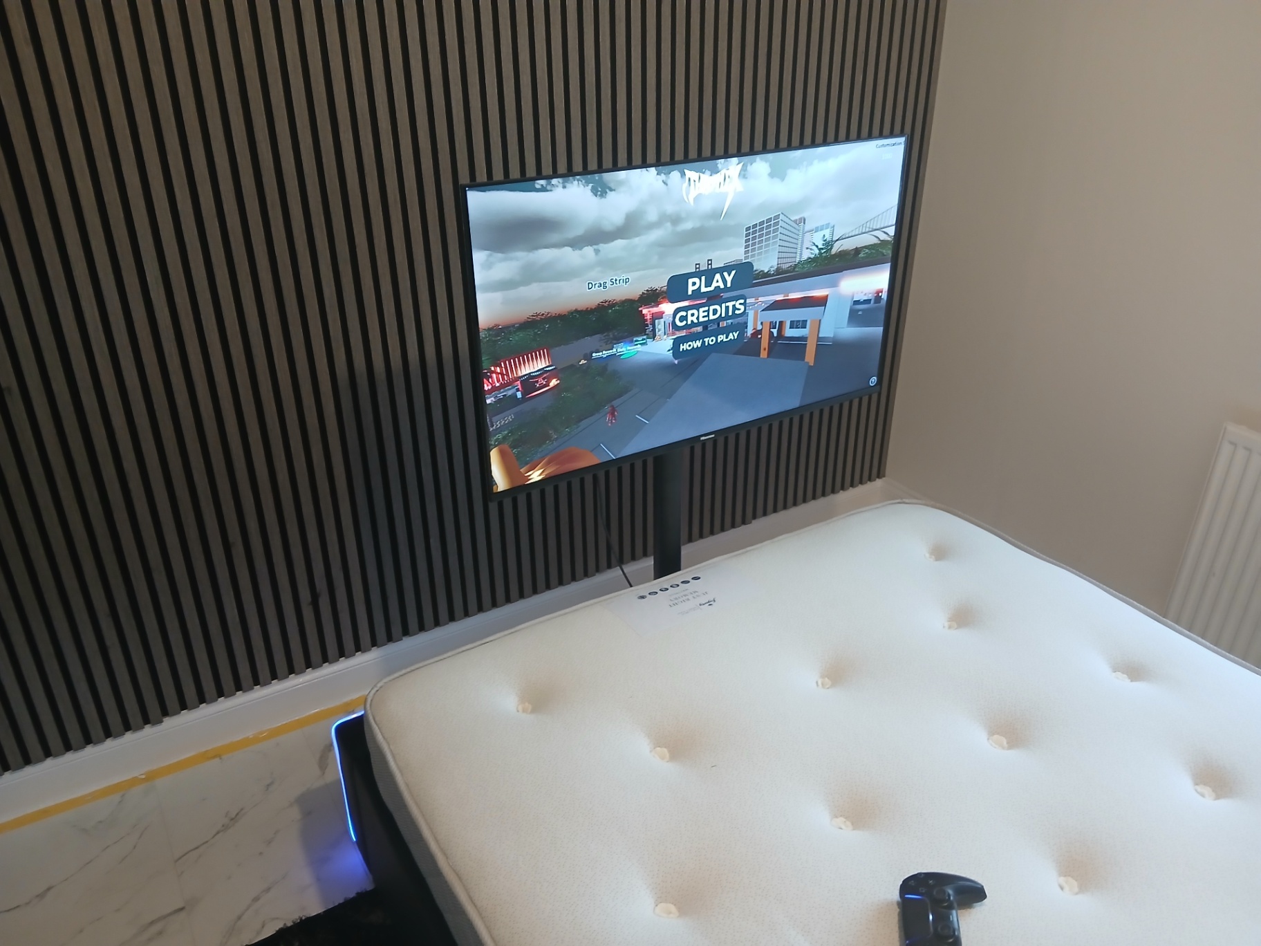 Gaming bed frame & TV mount in Cardiff — finished gaming setup